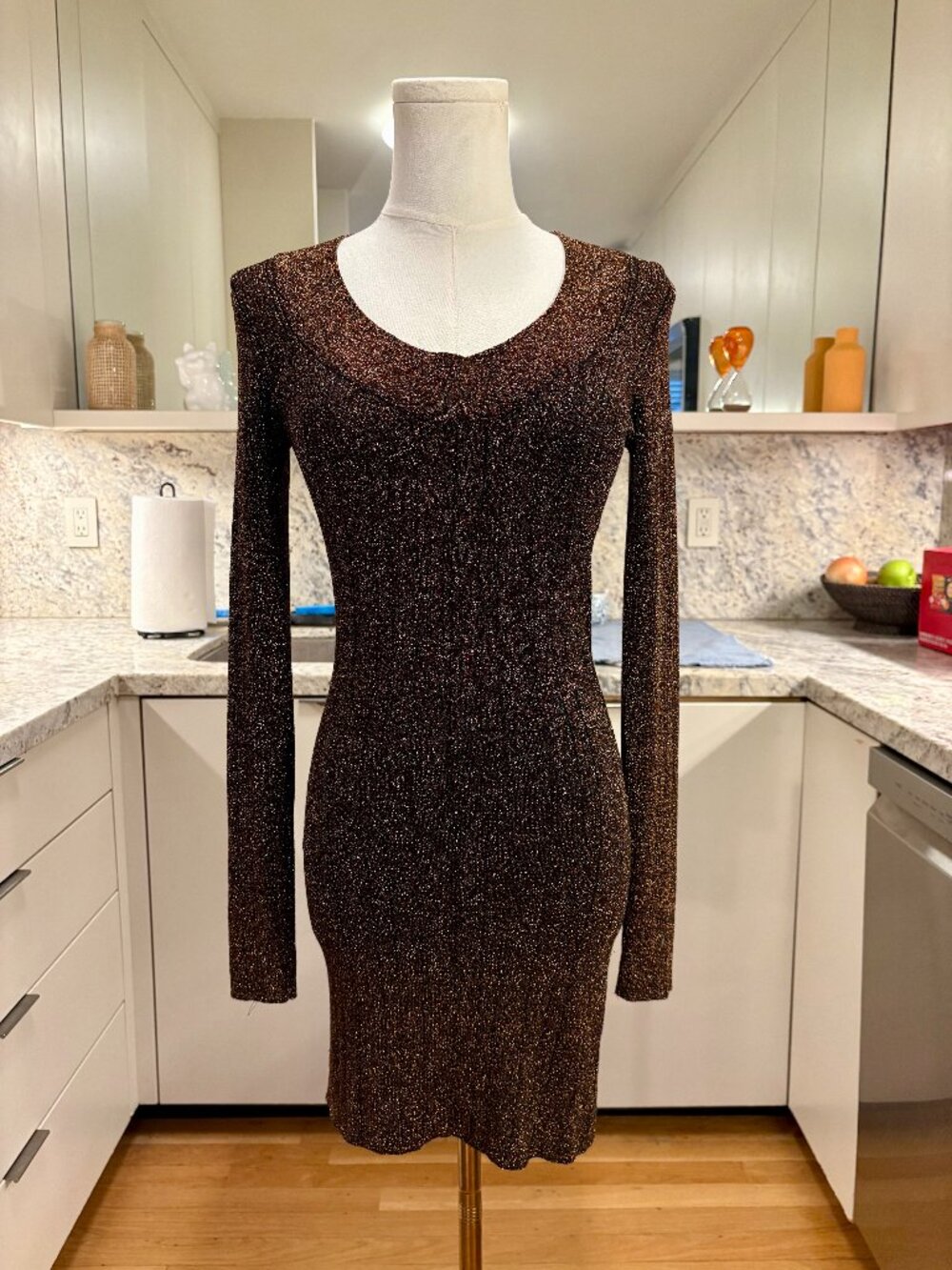 Nasty Gal Shimmering Brown Mini Dress